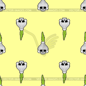 Skull onion pattern seamless. Bulb onions skeleton - royalty-free vector image