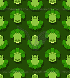 Skull broccoli pattern seamless. Deadly scary - vector image