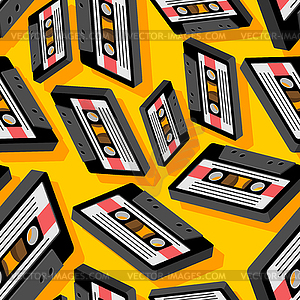 Retro cassette pattern seamless. Boombox cassette - royalty-free vector image