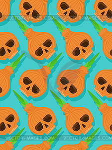 Skull onion pattern seamless. Bulb onions skeleton - vector image