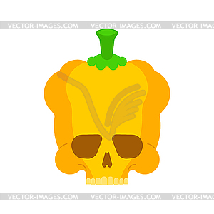 Skull Bell pepper . Deadly scary vegetable illust - vector clip art