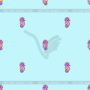 SeaHorse pixel art pattern seamless. 8 bit Sea - vector clipart