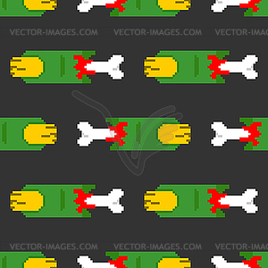 Zombie finger pixel art pattern seamless. 8 bit - vector image