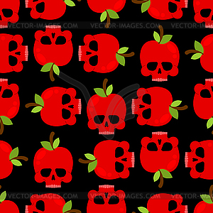 Skull apple pattern seamless. skeleton Deadly - vector image