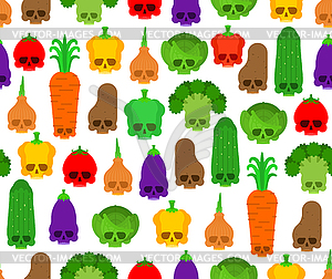 Skull vegetables pattern seamless. Deadly scary - vector image