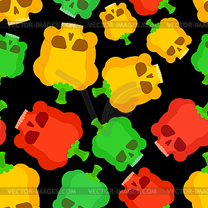 Skull Bell pepper pattern seamless. Deadly scary - vector clip art