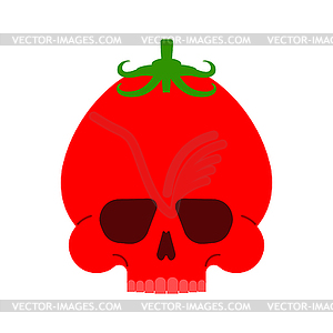 Skull tomato . Deadly scary vegetable illustratio - vector clipart