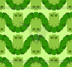 Skull broccoli pattern seamless. Deadly scary - vector image