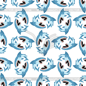 Shark pixel art pattern seamless. Sea predator - vector clip art