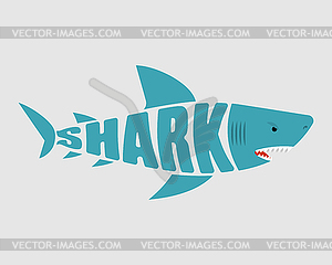 Shark lettering sign. text fish symbol - vector image