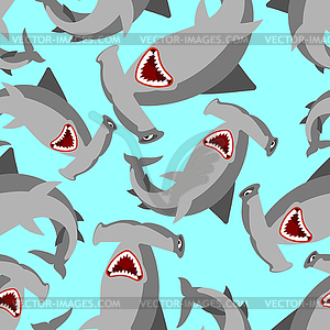 Fish hammer pattern seamless. Hammerhead shark - vector clip art