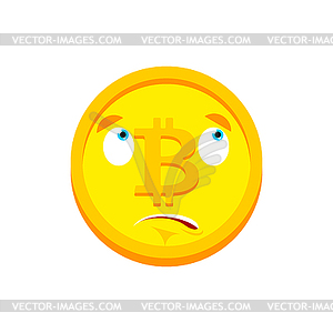 Bitcoin bewildered emotion . Cryptocurrency at - vector image