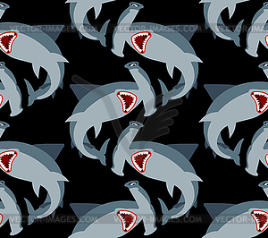 Hammerhead shark pattern seamless. Fish hammer - vector clip art