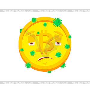 Bitcoin Sick Infection . Virus ill Cryptocurrency - vector clipart