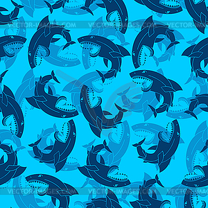 Shark pattern seamless. Sea predator background. - vector image