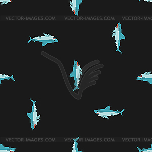 Акула пиксель арт шаблон бесшовные. Морской хищник - рисунок в векторе