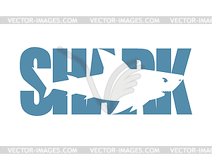 Знак надписи акулы. текстовый символ рыбы - векторная иллюстрация