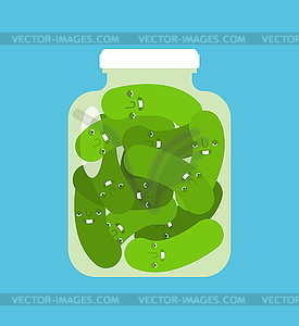 Cartoon Pickled cucumbers in jar - vector clipart