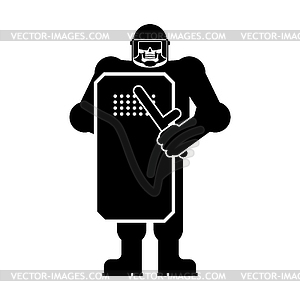 Skeleton riot police. Skull in police protect - vector image