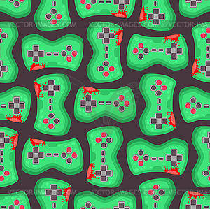 Zombie gamepad pattern seamless. Green monster - vector clip art