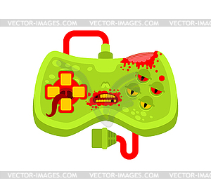 Zombie gamepad . Green monster joystick. illustra - vector image