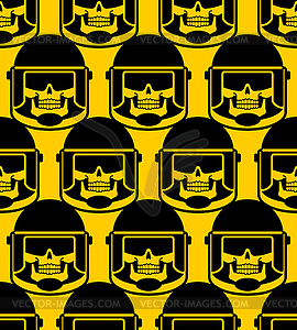 Skeleton riot police pattern seamless. Skull in - vector clipart