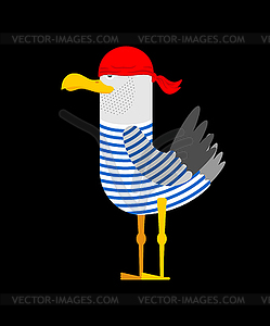 Seagull pirate . Gull in pirate clothes. illustra - color vector clipart