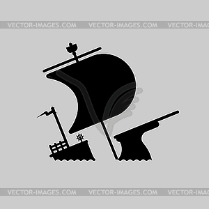 Знак значка затонувшего корабля. символ - векторный клипарт EPS