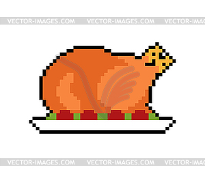 Roasted Turkey pixel art. pixelated Roast - vector clipart