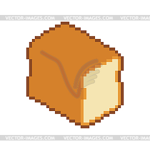 Sliced bread pixel art. Pixelated Food rooty. 8 - vector image