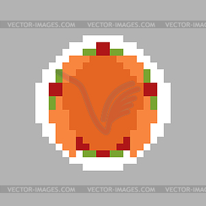 Roasted Turkey pixel art. pixelated Roast - vector image