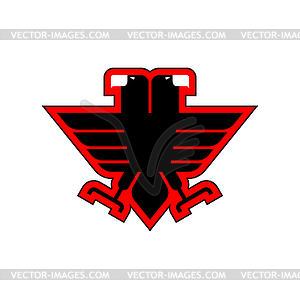 Символ двуглавого орла. Черный знак хищной птицы. - изображение в векторном виде