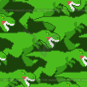 Dinosaur tyrannosaurus rex pixel art pattern - vector image