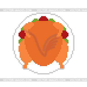 Roasted Turkey pixel art. pixelated Roast - vector image