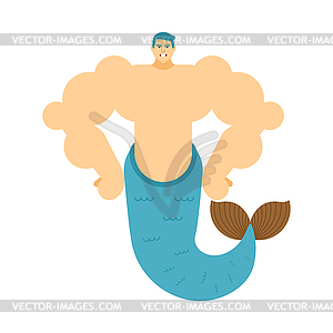 Mermaid man . Brutal underwater dweller. illustra - vector image