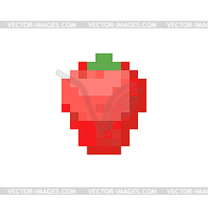 Strawberry pixel art. 8 bit Red Berry pixelated - vector clipart