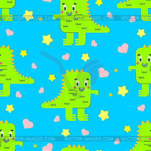 Cute Dinosaur tyrannosaurus pattern seamless. - vector image