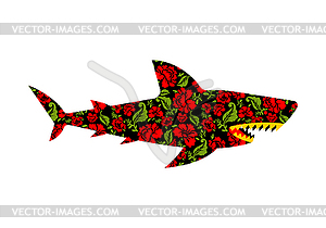 Flower shark. Marine predator made of flowers. - stock vector clipart