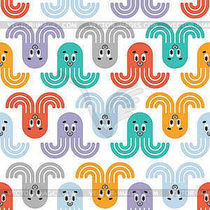 Cute Octopus pattern seamless. Cartoon poulpe sea - vector clipart