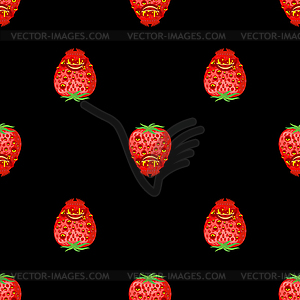 Strawberry monster GMO mutant pattern seamless. - vector clipart