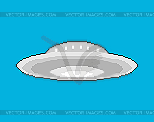 UFO pixel art. pixelated Flying Saucer . 8 bit - vector image