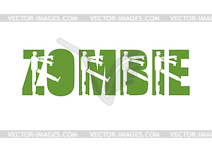 Zombie Lettering Silhouette of in text. zombi - vector image