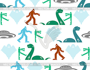 Paranormal monsters pattern seamless. Werewolf and - vector clip art