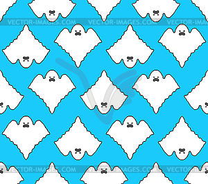 Ghost pixel art pattern seamless. Spooky cartoon - vector clipart