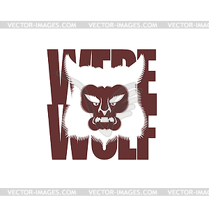Werewolf Lettering Silhouette of in text. werwolf - vector image