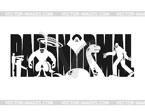 Paranormal Lettering. Werewolf and zombies - vector clipart