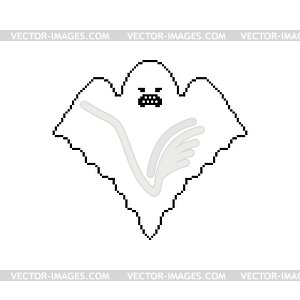 Ghost pixel art. Spooky cartoon pixelated 8 bit. - vector image