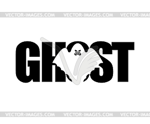 Ghost Lettering Silhouette of in text. Spooky - vector clipart