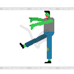 Zombie pixel art. pixelated zombi . 8 bit Dead man - color vector clipart