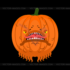 Pumpkin monster for halloween. Scary vegetable. - vector clip art